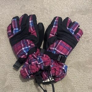 Burton Pink and Black Plaid Gloves